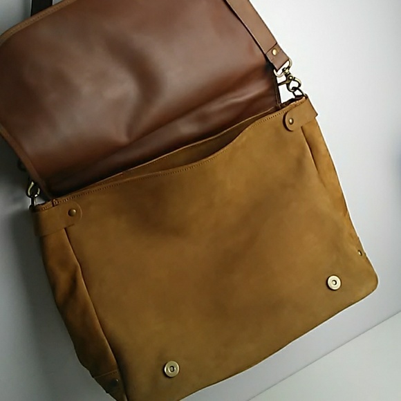Brown leather briefcase messenger bag - Picture 6 of 8
